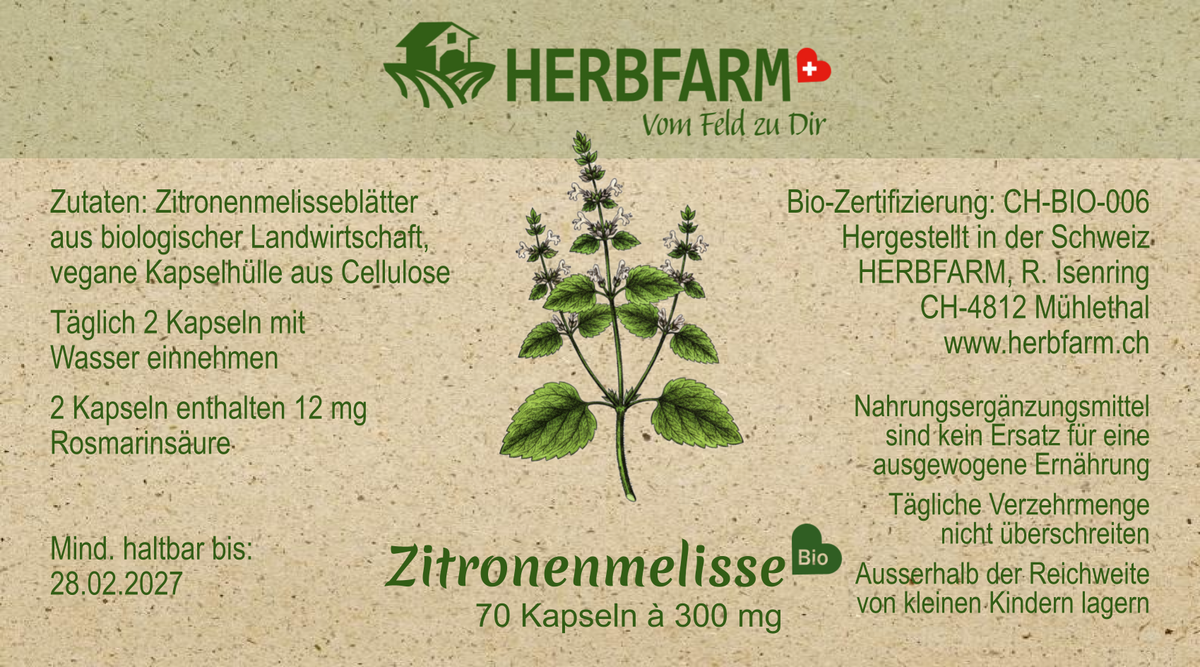 Etikette Zitronenmelisse 70 Kapseln